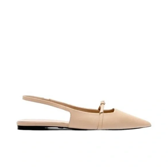 Zara Pointed Flat Leather Sling backs in Size 36 or US 6 - Picture 3 of 8